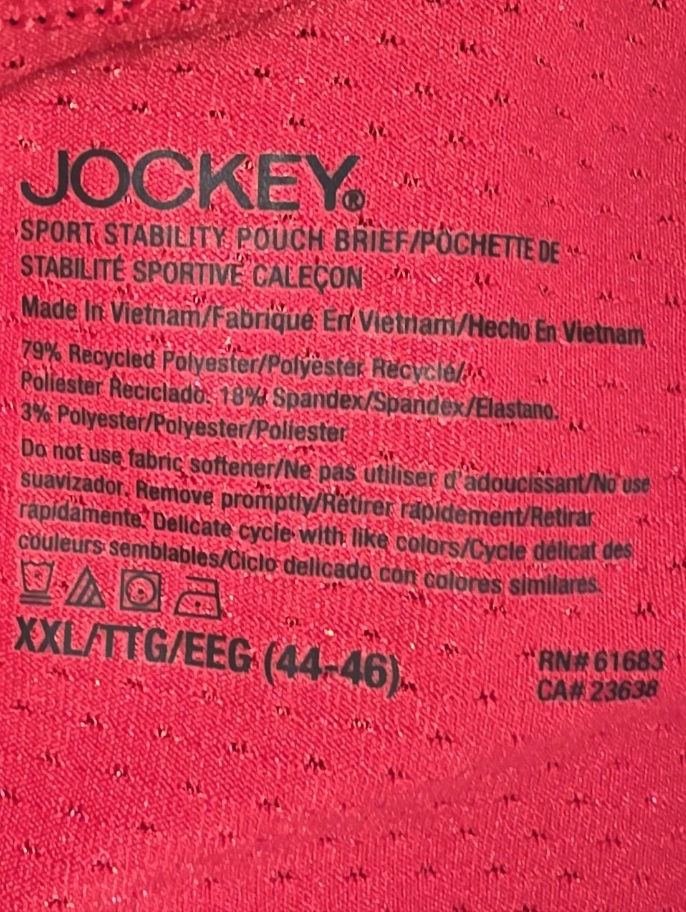 Jockey Sport Red Microfiber Brief with Stability Pouch XXL (44-46) Paisley Red